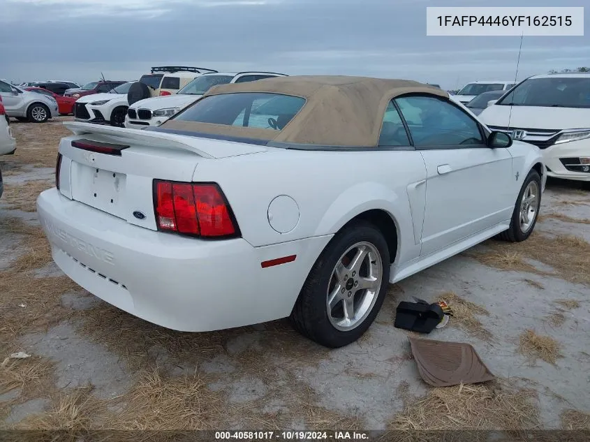 2000 Ford Mustang VIN: 1FAFP4446YF162515 Lot: 40581017