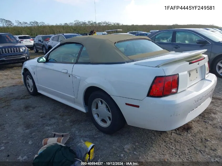 2000 Ford Mustang VIN: 1FAFP4445YF249581 Lot: 40594537