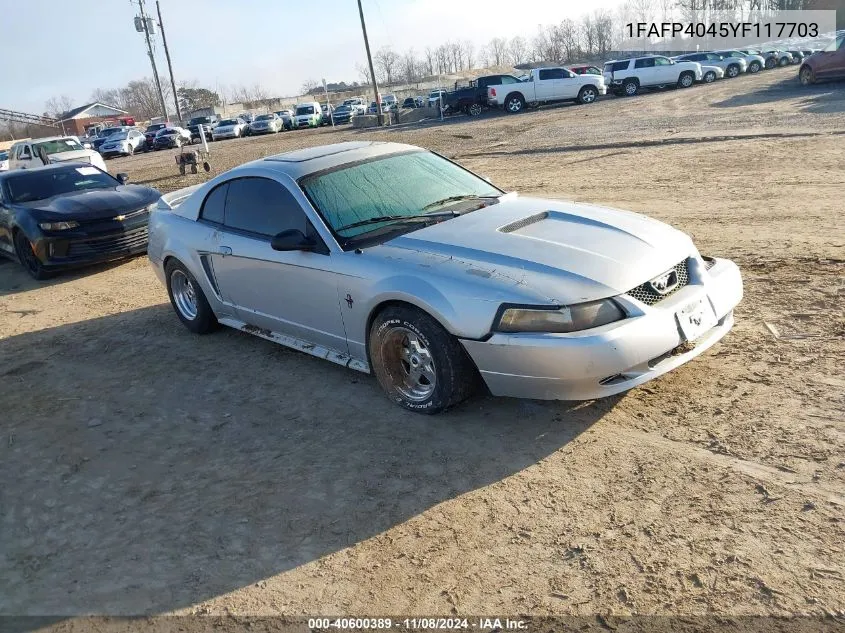 2000 Ford Mustang VIN: 1FAFP4045YF117703 Lot: 40600389