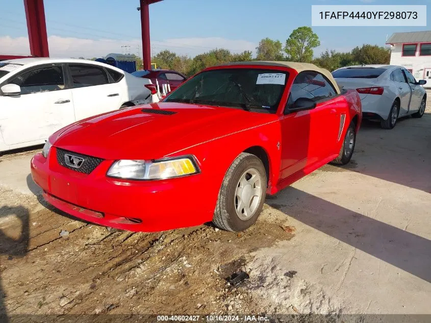 2000 Ford Mustang VIN: 1FAFP4440YF298073 Lot: 40602427