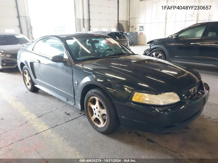 2000 Ford Mustang VIN: 1FAFP4048YF230657 Lot: 40635279