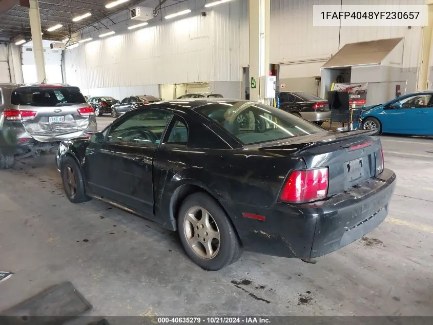 2000 Ford Mustang VIN: 1FAFP4048YF230657 Lot: 40635279