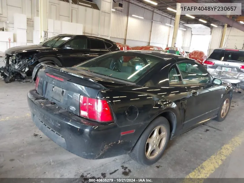 2000 Ford Mustang VIN: 1FAFP4048YF230657 Lot: 40635279