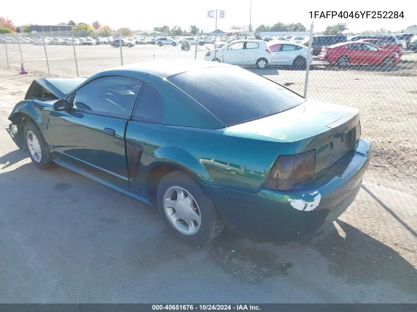 2000 Ford Mustang VIN: 1FAFP4046YF252284 Lot: 40651676