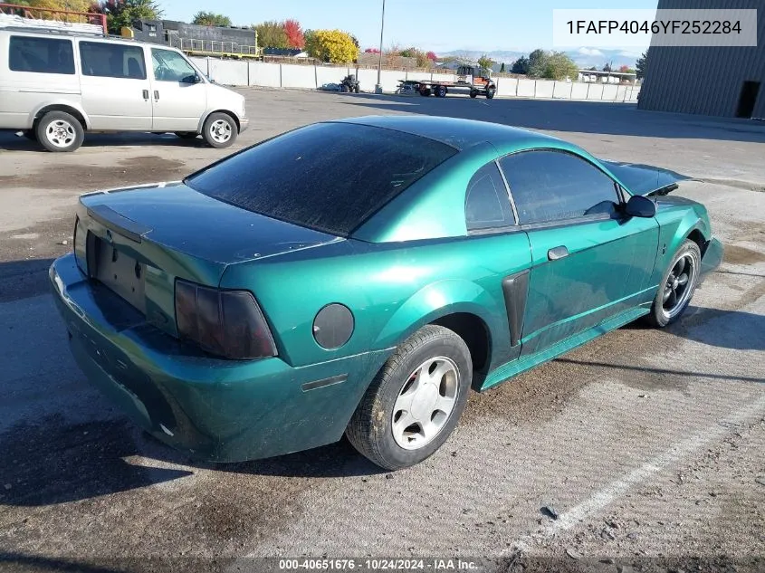 2000 Ford Mustang VIN: 1FAFP4046YF252284 Lot: 40651676