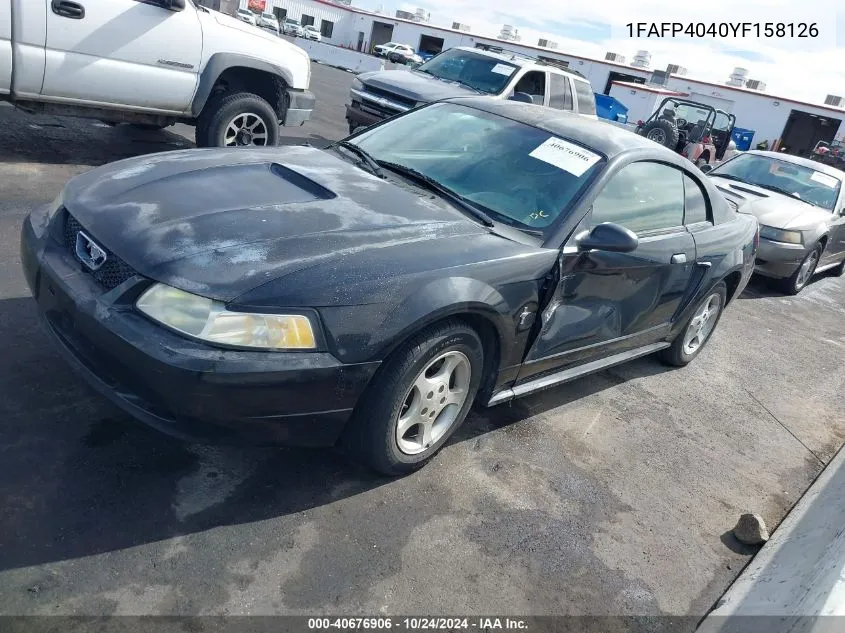 2000 Ford Mustang VIN: 1FAFP4040YF158126 Lot: 40676906