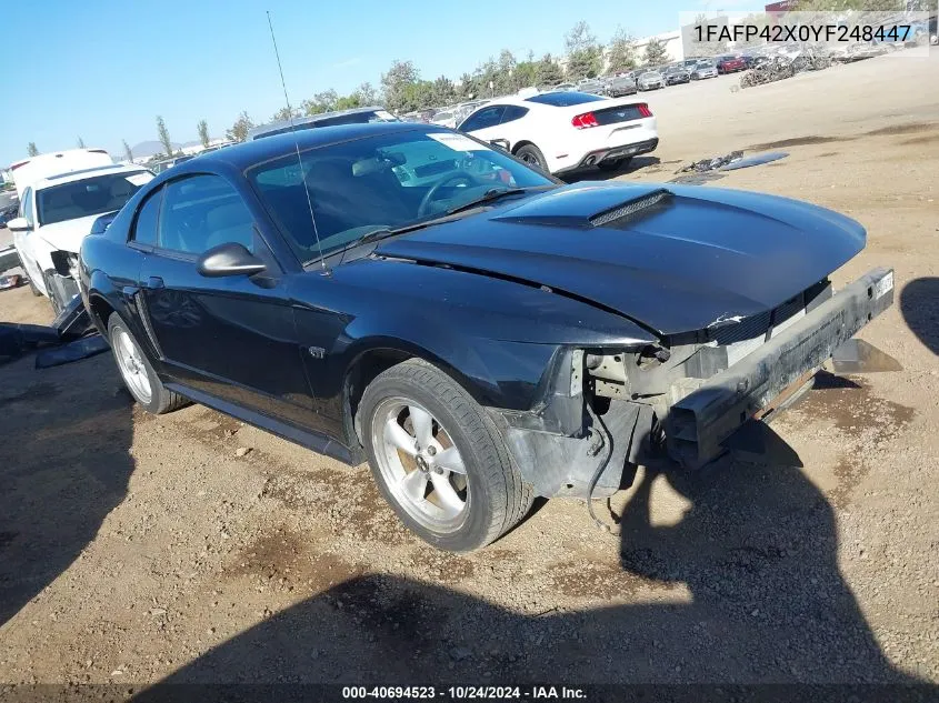 2000 Ford Mustang Gt VIN: 1FAFP42X0YF248447 Lot: 40694523