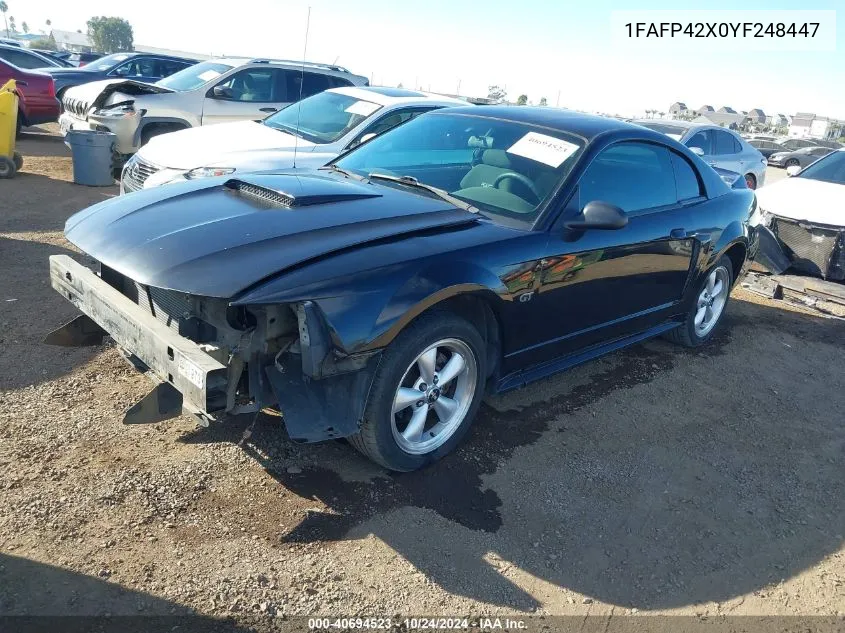 2000 Ford Mustang Gt VIN: 1FAFP42X0YF248447 Lot: 40694523