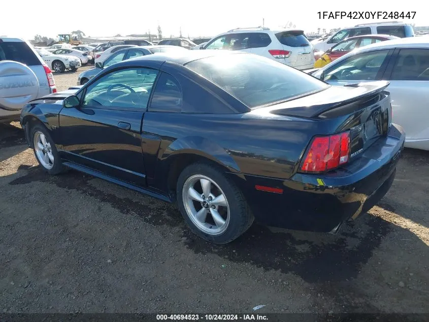 2000 Ford Mustang Gt VIN: 1FAFP42X0YF248447 Lot: 40694523