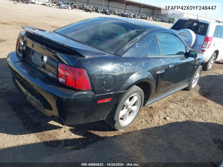 2000 Ford Mustang Gt VIN: 1FAFP42X0YF248447 Lot: 40694523