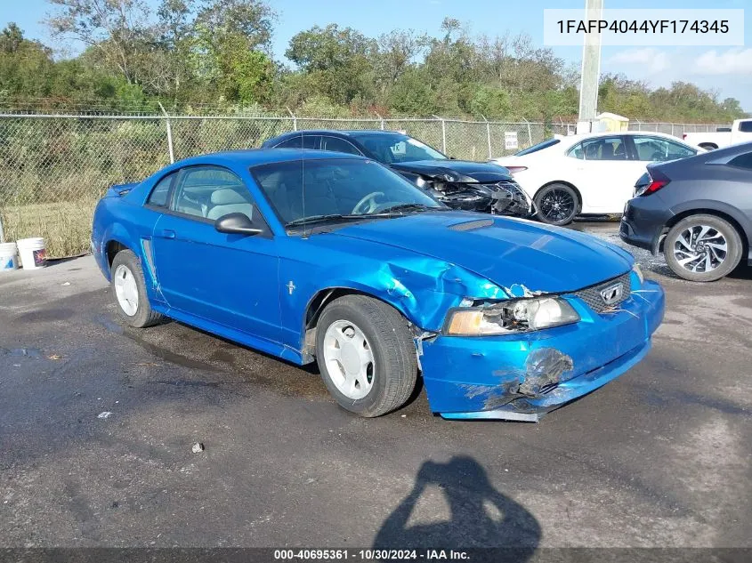 2000 Ford Mustang VIN: 1FAFP4044YF174345 Lot: 40695361