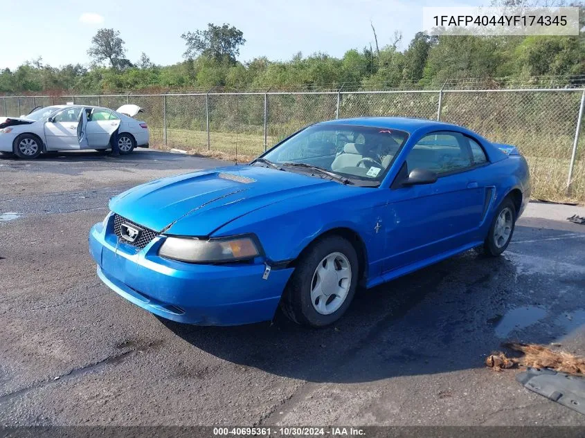 2000 Ford Mustang VIN: 1FAFP4044YF174345 Lot: 40695361