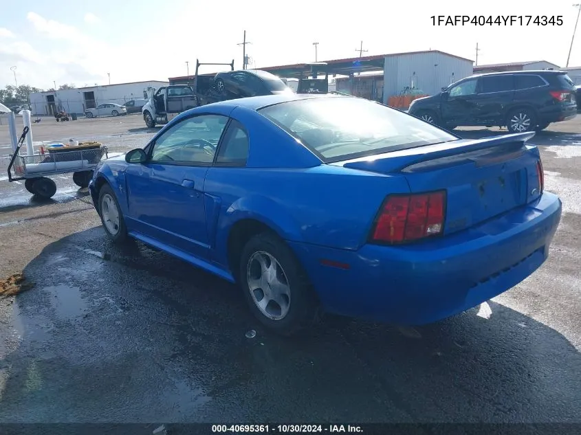 2000 Ford Mustang VIN: 1FAFP4044YF174345 Lot: 40695361