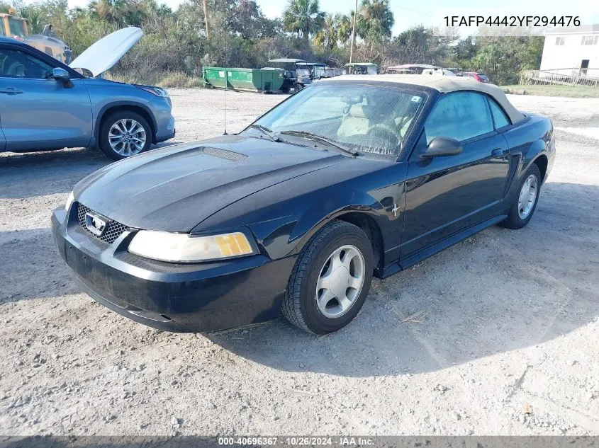 2000 Ford Mustang VIN: 1FAFP4442YF294476 Lot: 40696367