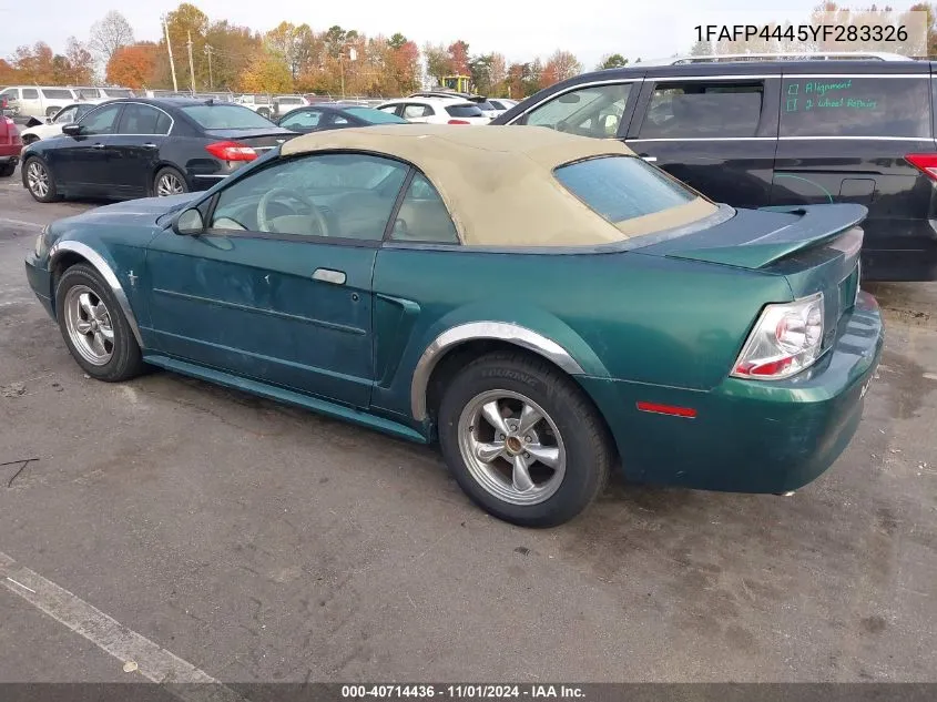 2000 Ford Mustang VIN: 1FAFP4445YF283326 Lot: 40714436