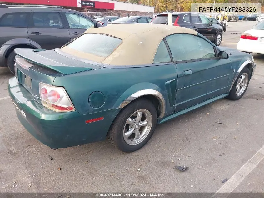 2000 Ford Mustang VIN: 1FAFP4445YF283326 Lot: 40714436