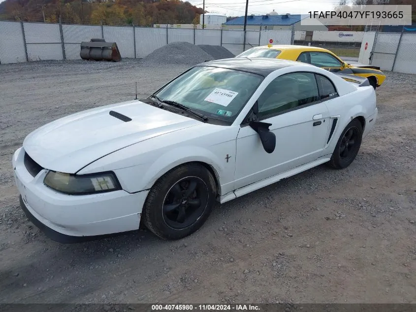 2000 Ford Mustang VIN: 1FAFP4047YF193665 Lot: 40745980