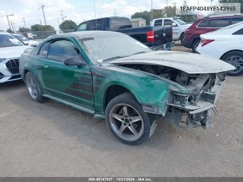 2000 Ford Mustang VIN: 1FAFP4048YF143955 Lot: 40747937