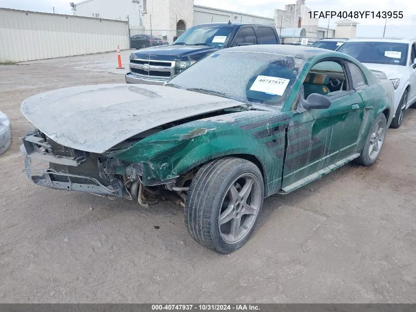 2000 Ford Mustang VIN: 1FAFP4048YF143955 Lot: 40747937