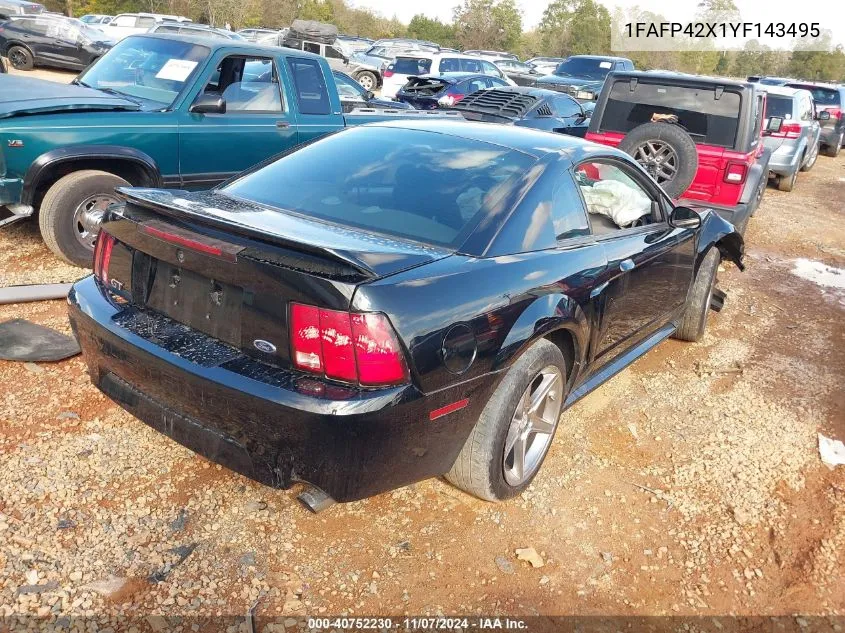 2000 Ford Mustang Gt VIN: 1FAFP42X1YF143495 Lot: 40752230