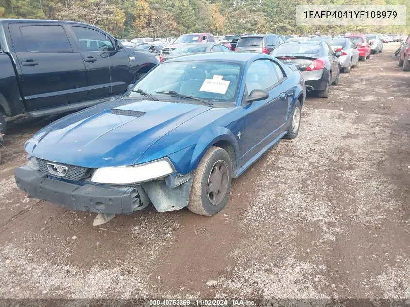 2000 Ford Mustang VIN: 1FAFP4041YF108979 Lot: 40753369