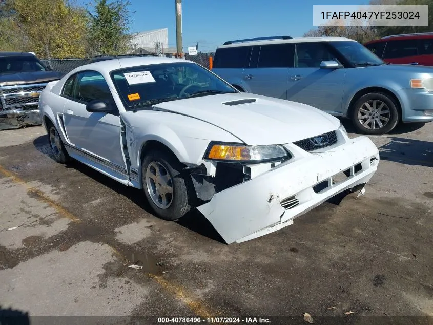 2000 Ford Mustang VIN: 1FAFP4047YF253024 Lot: 40786496