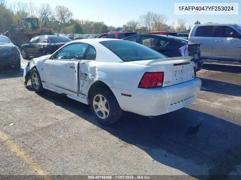 2000 Ford Mustang VIN: 1FAFP4047YF253024 Lot: 40786496