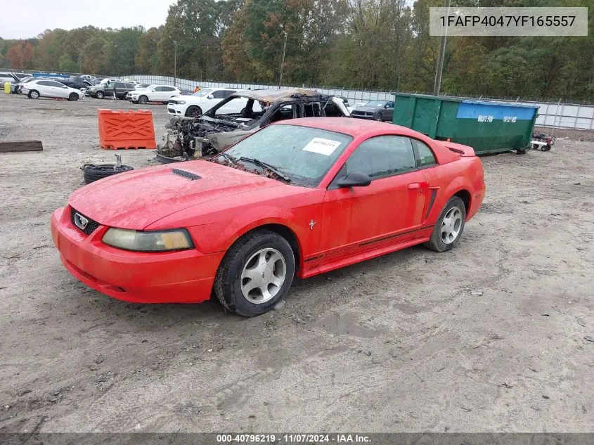 2000 Ford Mustang VIN: 1FAFP4047YF165557 Lot: 40796219