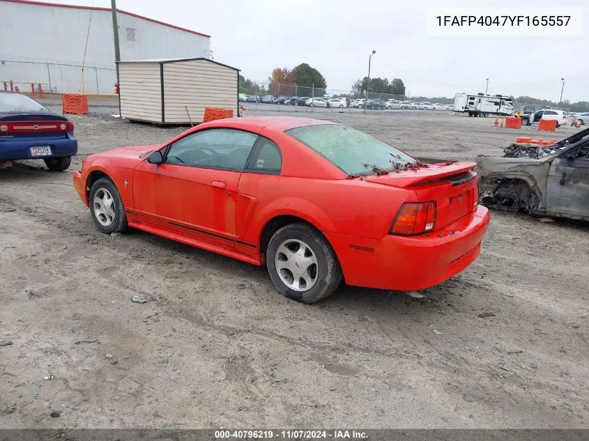 2000 Ford Mustang VIN: 1FAFP4047YF165557 Lot: 40796219