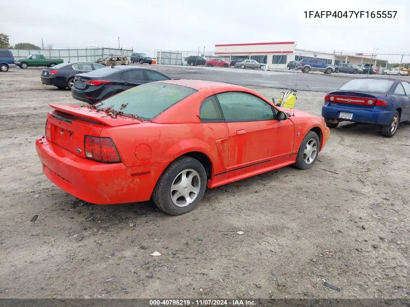 2000 Ford Mustang VIN: 1FAFP4047YF165557 Lot: 40796219