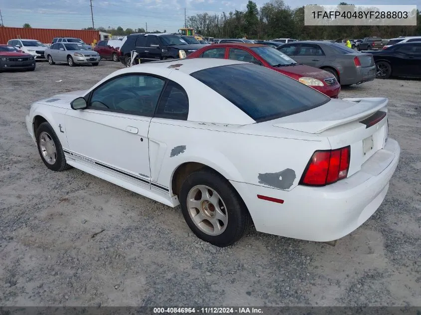 2000 Ford Mustang VIN: 1FAFP4048YF288803 Lot: 40846964