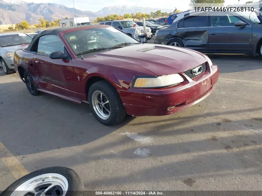 2000 Ford Mustang VIN: 1FAFP4446YF268110 Lot: 40862150