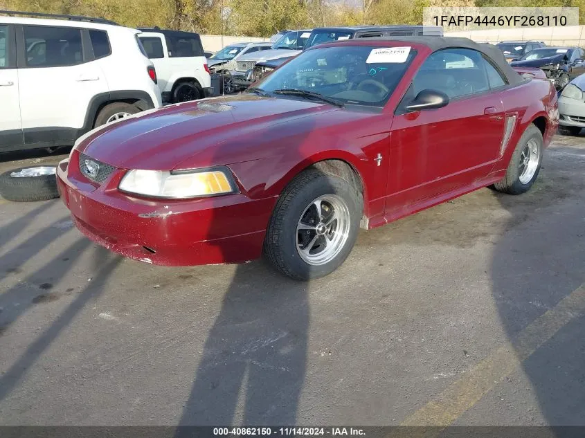 2000 Ford Mustang VIN: 1FAFP4446YF268110 Lot: 40862150