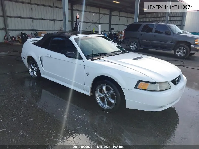 2000 Ford Mustang VIN: 1FAFP4441YF118874 Lot: 40900929