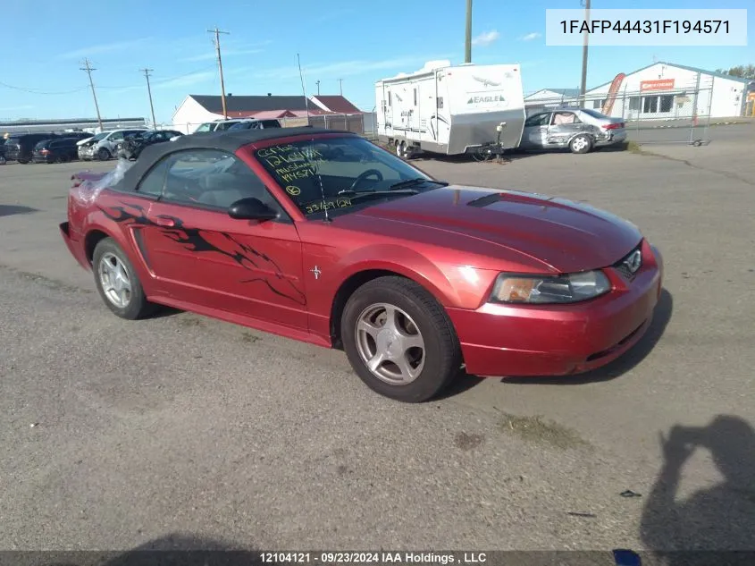 2001 Ford Mustang VIN: 1FAFP44431F194571 Lot: 12104121