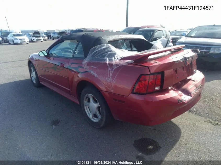 2001 Ford Mustang VIN: 1FAFP44431F194571 Lot: 12104121