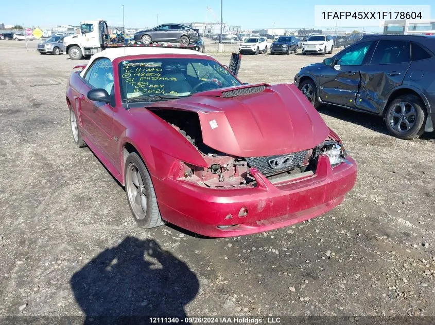 2001 Ford Mustang Gt VIN: 1FAFP45XX1F178604 Lot: 12111340