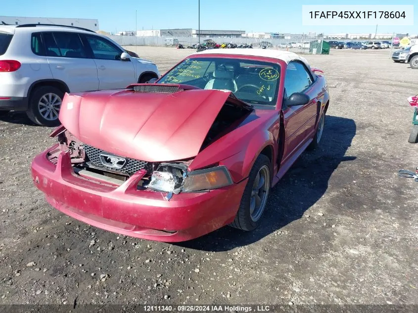 2001 Ford Mustang Gt VIN: 1FAFP45XX1F178604 Lot: 12111340