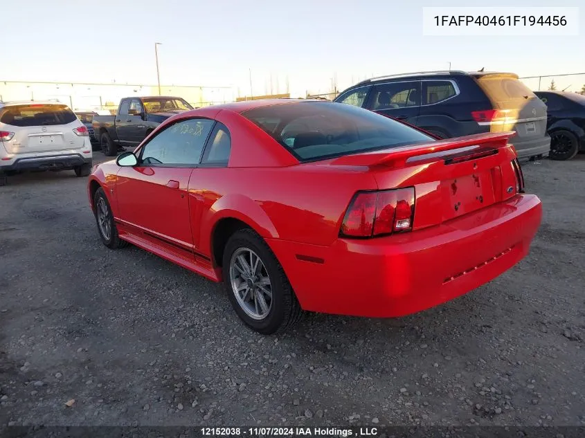 2001 Ford Mustang VIN: 1FAFP40461F194456 Lot: 12152038