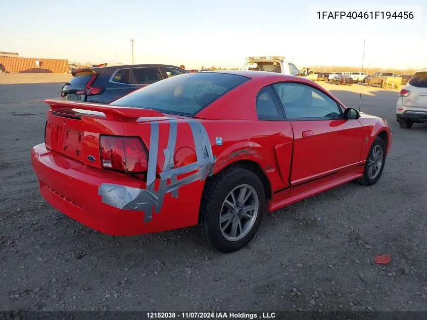 2001 Ford Mustang VIN: 1FAFP40461F194456 Lot: 12152038