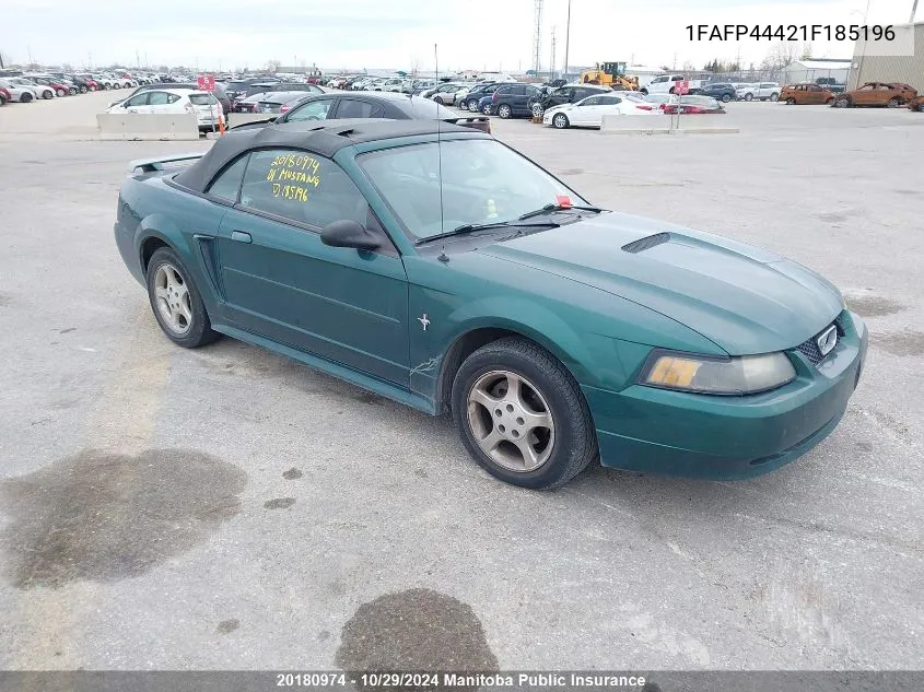 2001 Ford Mustang VIN: 1FAFP44421F185196 Lot: 20180974