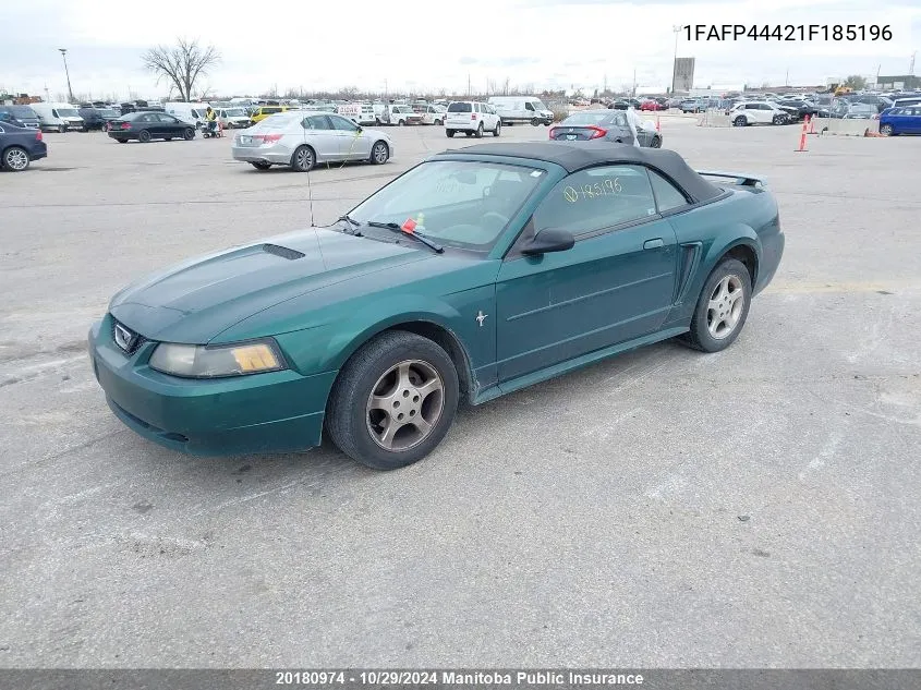 2001 Ford Mustang VIN: 1FAFP44421F185196 Lot: 20180974