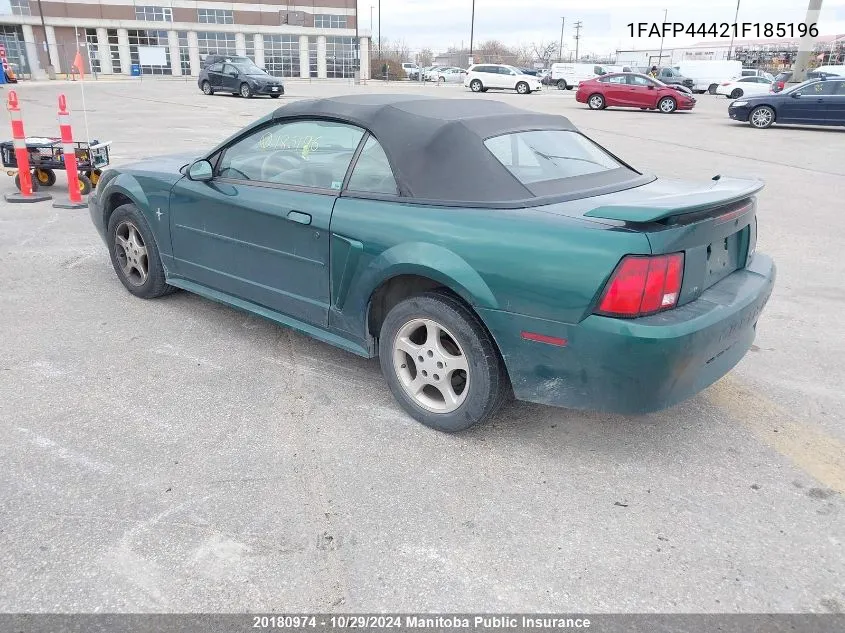 2001 Ford Mustang VIN: 1FAFP44421F185196 Lot: 20180974