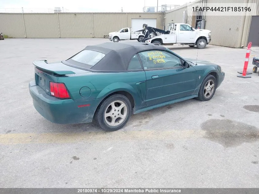 2001 Ford Mustang VIN: 1FAFP44421F185196 Lot: 20180974