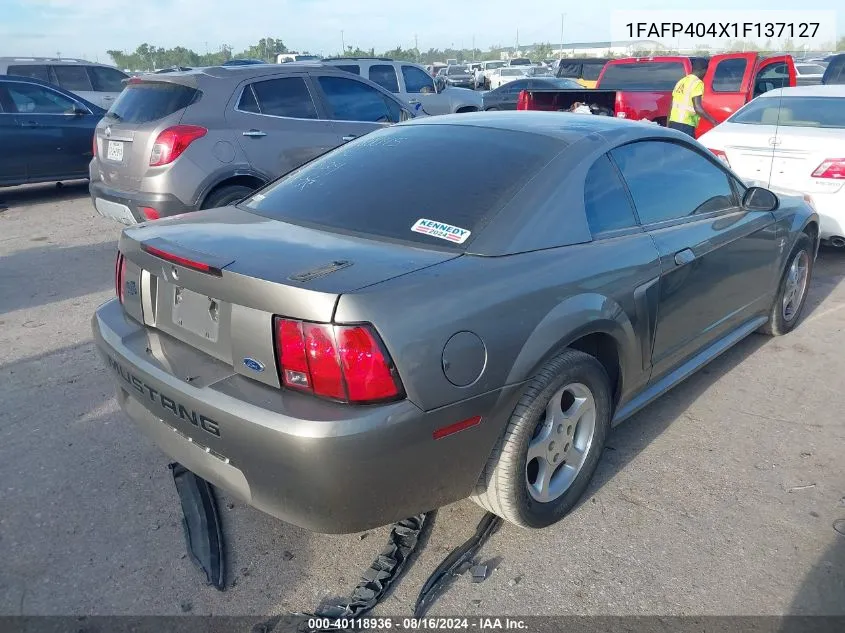 2001 Ford Mustang VIN: 1FAFP404X1F137127 Lot: 40118936