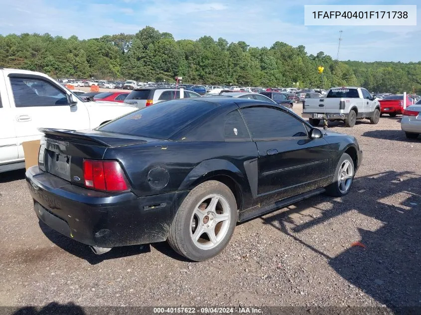 2001 Ford Mustang VIN: 1FAFP40401F171738 Lot: 40157622