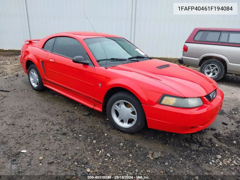 2001 Ford Mustang VIN: 1FAFP40461F194084 Lot: 40318599