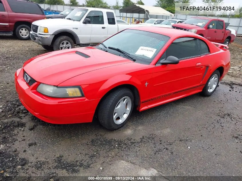 2001 Ford Mustang VIN: 1FAFP40461F194084 Lot: 40318599