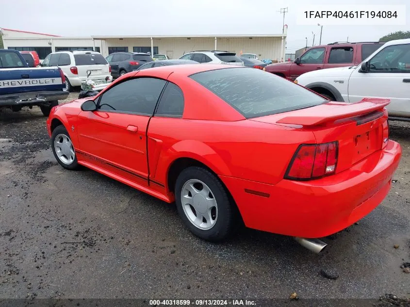 2001 Ford Mustang VIN: 1FAFP40461F194084 Lot: 40318599