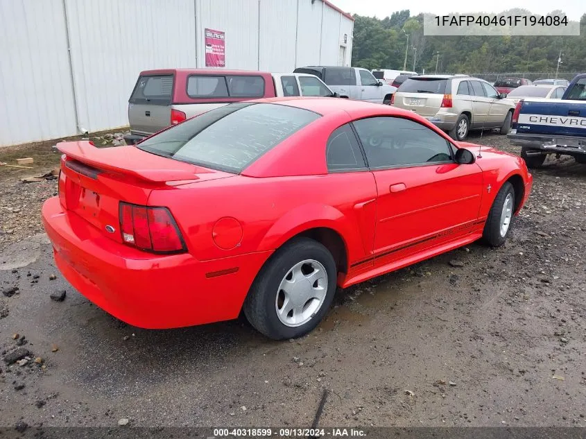 2001 Ford Mustang VIN: 1FAFP40461F194084 Lot: 40318599